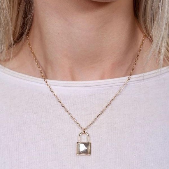 Gold Lock Necklace - Picture 2 of 3